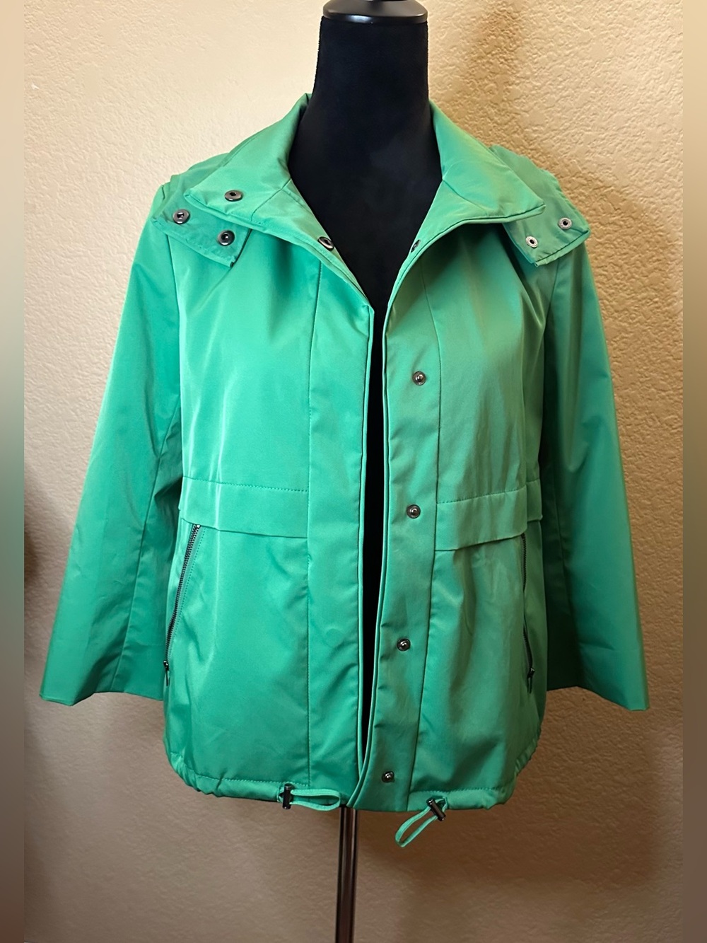 Ann Taylor Bright Mint Utility Jacket with Removable Hood